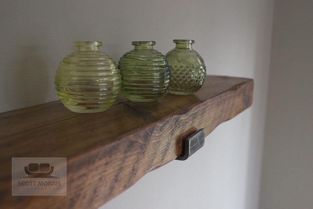 Scott Morris Furniture Chunky Solid Wood Industrial Steel Bracket Shelves